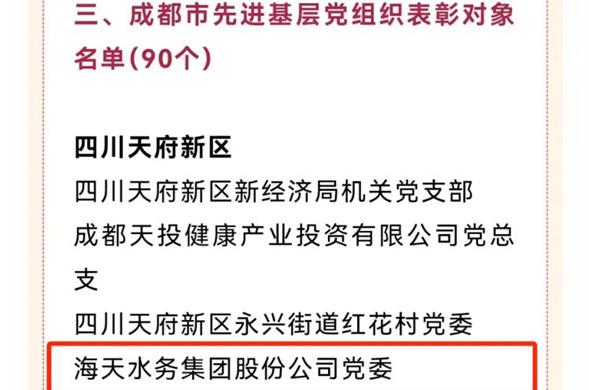 喜报！437ccm·必赢国际集团党委荣获“成都市先进基层党组织”称号